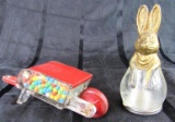 Lot (2) Antique Easter Related Glass Candy Containers