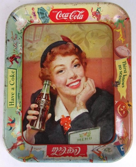 Authentic Antique Coca Cola Coke Metal Advertising Serving Tray