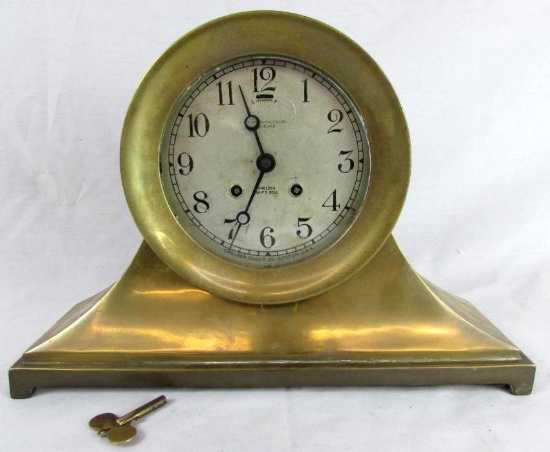 RARE & Outstanding Antique Chelsea Ships Bell Brass Maritime Clock w/ Solid Brass Stand