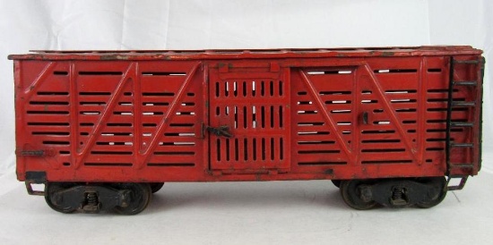 Antique 1920's Buddy L Outdoor Train Pressed Steel Cattle Car
