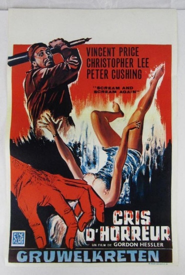 Scream and Scream Again (1970) Original Vincent Price Belgium Movie Poster