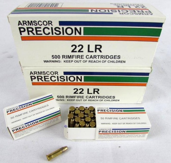 (2) Armscor Precision .22LR 500 Round Bricks/ Full Boxes (1000 Rounds Total)