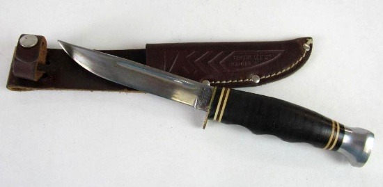 Vintage Ka-Bar USA #1232 Fixed Blade Knife in Orig. Leather Sheath