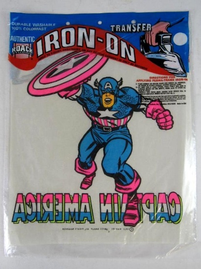 Captain America 1971 Tee-Shirt Iron-On Transfer in Original Package