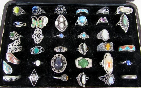 Estate Found Lot Of All Sterling Silver Rings