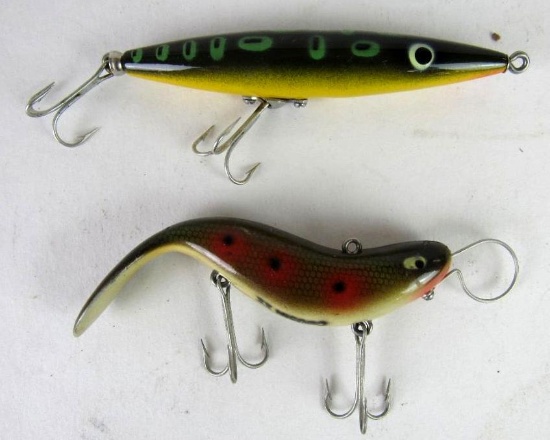 (2) Vintage Heddon Fishing Lures- Cousin II, Dying Quiver
