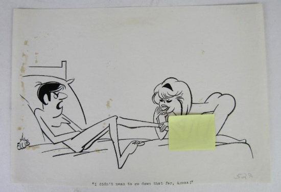 Al Ellis 1970's Men's Magazine Cartoon Original Art