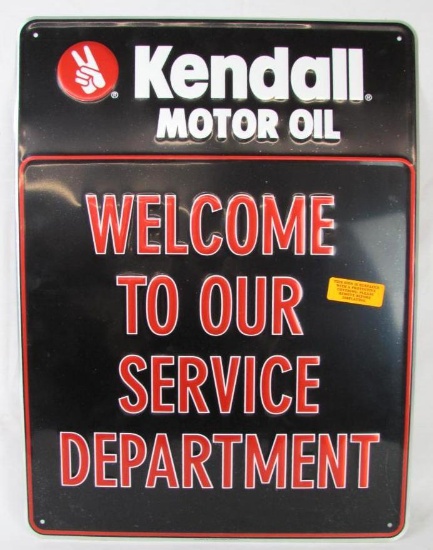 NOS Kendall Motor Oil "Service Department" Embossed Metal Service Station Sign