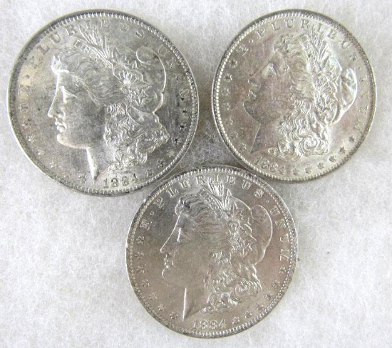 1884-O Morgan Silver Dollars Group of (3)