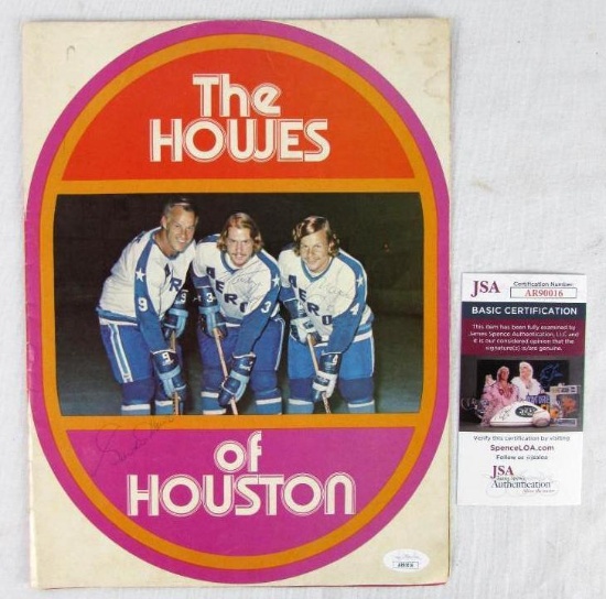 Vintage "The Howes" Signed Gordie Howe, Mark & Marty JSA COA
