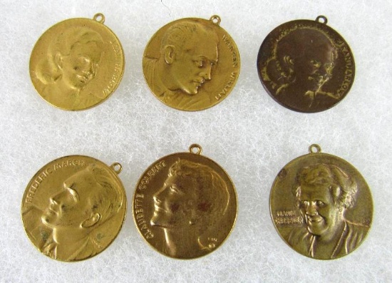 Lot (6) Antique MGM Movie Star Metal Charms