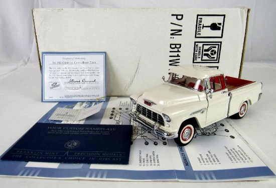 Franklin Mint 1:24 1955 Chevy Cameo Pickup Truck in Box w/ Papers