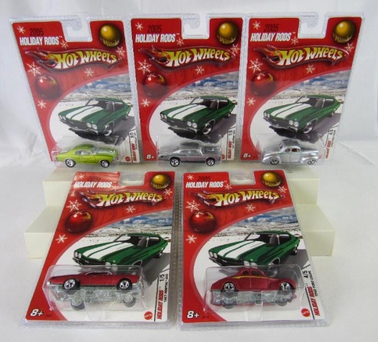 Lot (5) 2005 Hot Wheels Holiday Rods w/ Real Riders MOC GTO Chevelle ++