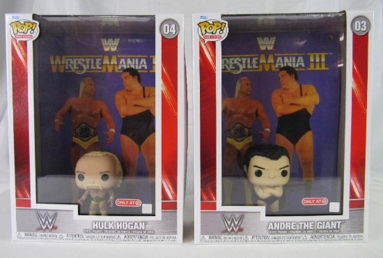 Target Exclusive Funko Pop Wrestle Mania III #03 & 04 Hulk Hogan & Andre the Giant Figure Set MIB