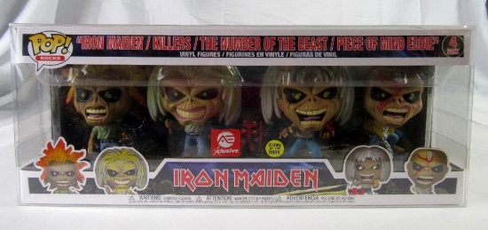 Rare Funko Pop Rock AE Exclusive Iron Maiden Glow in the Dark 4 Pack Figure Set MIB