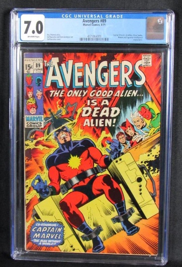 Avengers #89 (1971) Silver Age Captain Marvel/ Classic Cover! CGC 7.0