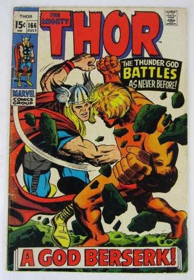 Thor #166 (1969) Key 2nd App. Warlock, Classic Battle with Thor