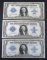 (3) 1923 $1 Silver Certificate Large Notes