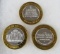 Lot (3) .999 Silver $10 Casino Token Lot- Sam's Town, 4 Queens, Primm Valley