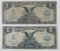 (2) 1899 $1 Silver Certificate Black Eagle Large Notes