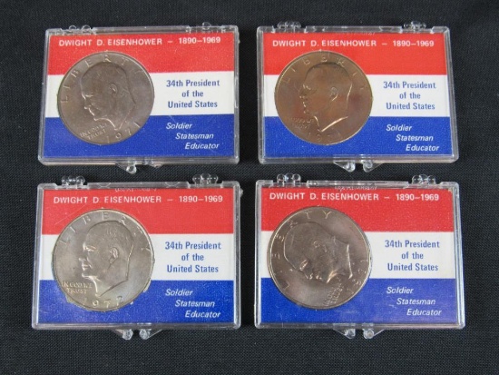 Lot (4) Eisenhower Ike Dollars in "34th President" Displays
