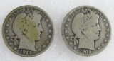 1909-S & 1913-S Barber Half Dollars