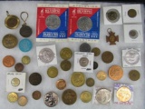Huge Lot (40) Assorted Vintage Medals, Tokens, etc