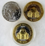 (3) .999 Silver Aladdin Casino Tokens Lot (1) $7, (2) $8