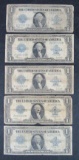 (5) 1923 $1 Silver Certificate Large Notes