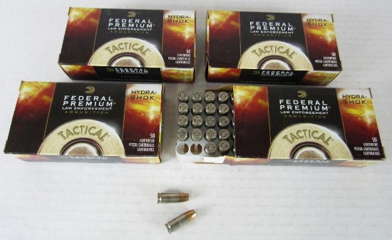Lot 4 NOS Boxes (200 Rds) Federal Hydra-Shok Law Enforcement 9 mm Luger Ammo