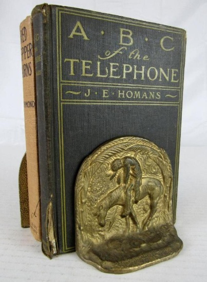 Pair Antique Cast Iron Native American End of Trail Bookends