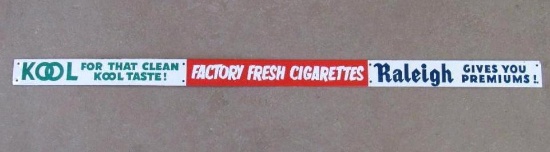 Antique Kool / Raleigh Cigarettes Metal Tin Tacker Door Push Sign