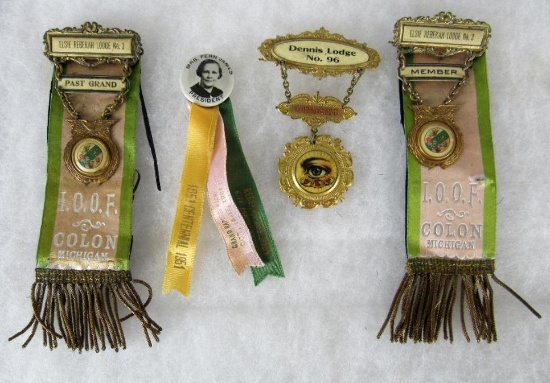 Antique International Order of Oddfellows Badge group