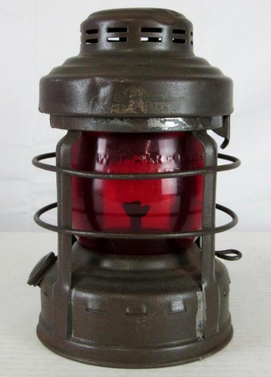 Antique Embury No. 25 Luck-E-Lite Lantern with Ruby Globe