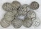 Lot (12) Mixed Date 1930's Walking Liberty Silver Half Dollars