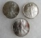 Lot (3) 1993 US .999 Silver Eagle Dollar Coins