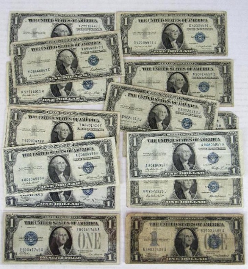 Lot (15) 1928, 1934, 1935 $1 Washington Silver Certificate Notes