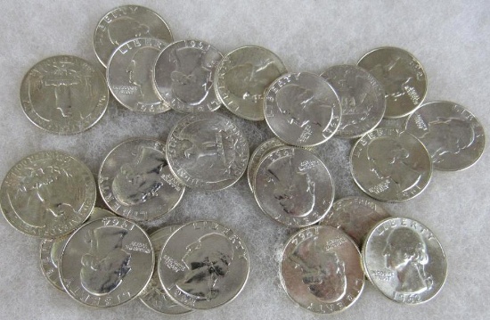 Lot (22) Silver Washington Quarters High Grade ($5.50 Face)