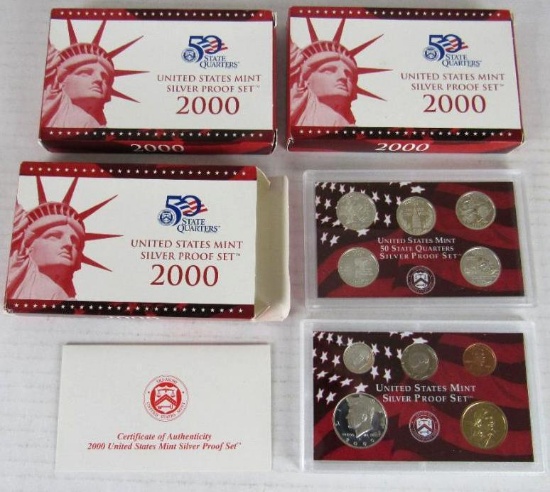 Lot (3) 2000 US 90% Silver Proof Sets
