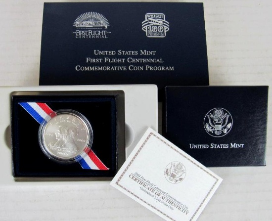 Beautiful 2003 First Flight Wright Brothers Centennial US Silver Dollar MIB