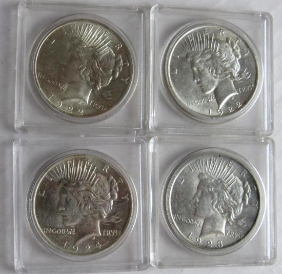 1922, 1922, 1923, 1924 Peace Silver Dollars