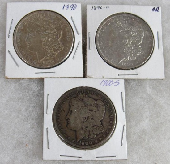 1890, 1890-O, 1900-S Morgan Silver Dollars