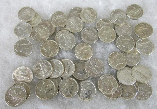 Lot (47) Mixed Date Silver Mercury Dimes High Grade