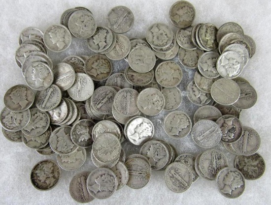 Lot (130) Mixed Date Silver Mercury Dimes (13.00 Face Value)