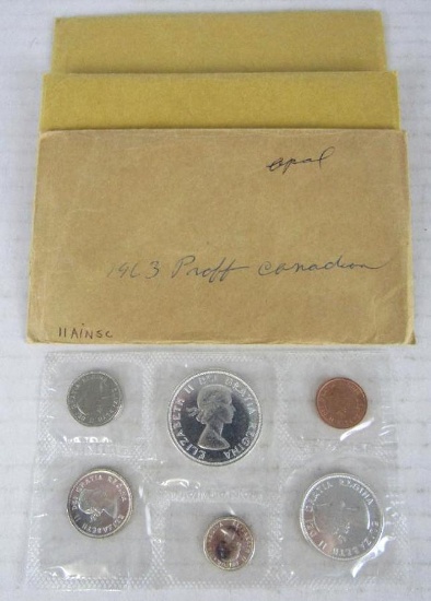 Lot (3) 1963, 1965, & 1967 Canadian Silver Mint Sets in Original Envelope