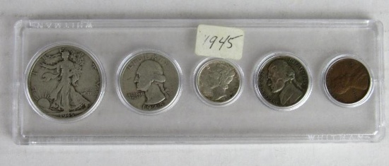 1945 US Silver Coin Set in Whitman Holder (Circulated)