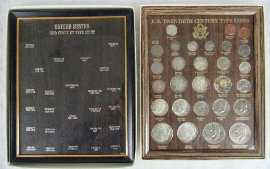Framed Set US 20th Century Type Coins w/ 90% Silver (Over $5.00 Face in Silver)