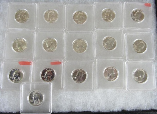 Lot (16) Mixed Date 1940's-1960's Washington Silver Quarters High Grade or Proof