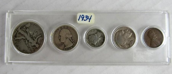 1934 US Silver Coin Set in Whitman Holder (Circulated)