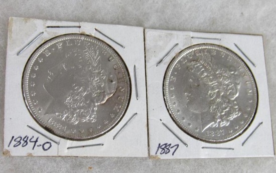 1884-O & 1887 Morgan Silver Dollars